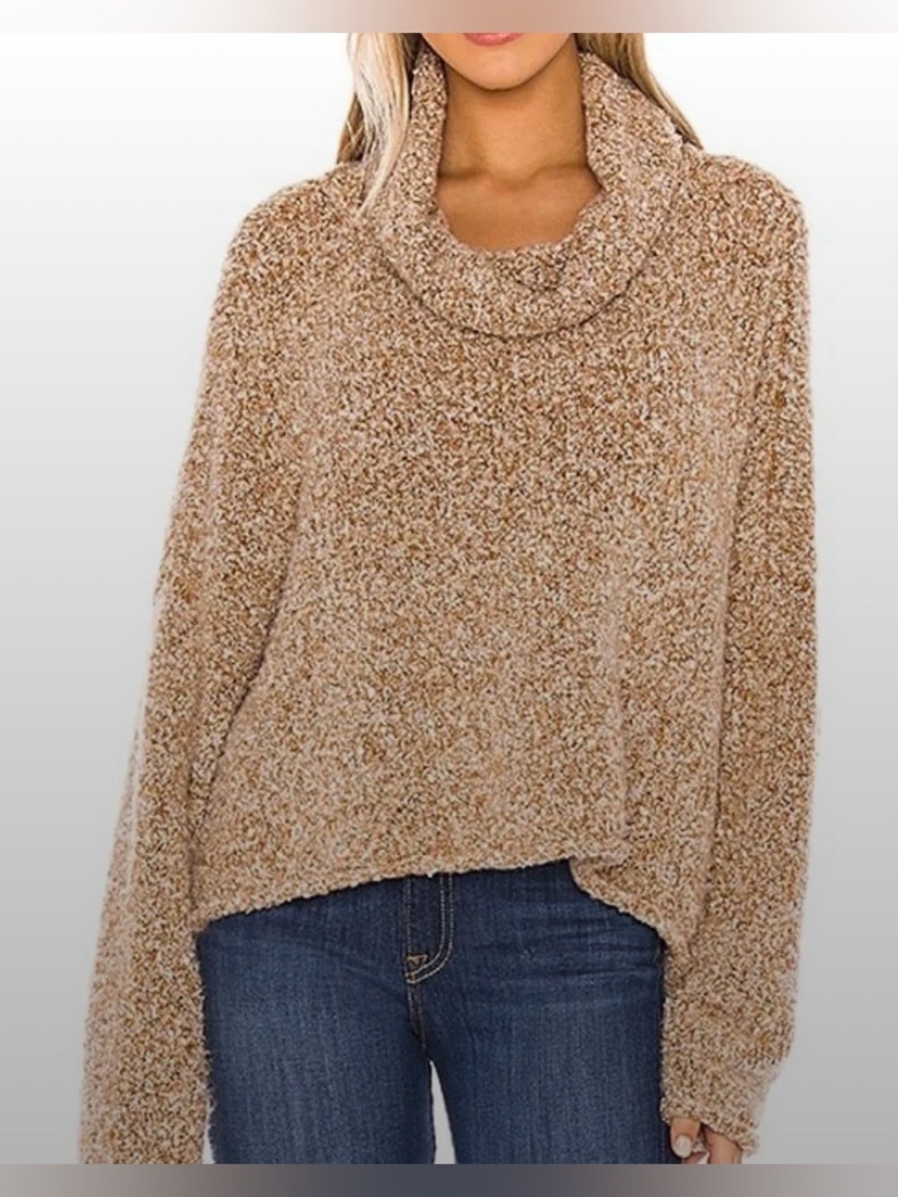 Free People Sweater Womens Small BFF Cowl Neck Oversized Boucle Cozy Knit